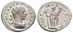Elagabalus, AD 218-222. AR, Antoninianus. 5.00 g. 22.50 mm. Rome.
Obv: IMP ANTONINVS AVG. Bust of Elagabalus, radiate, draped, cuirassed, right.
Rev: ...