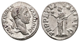 Severus Alexander, AD 222-235. AR, Denarius. 3.42 g. 18.11 mm. Rome.
Obv: IMP SEV ALEXAND AVG. Head of Severus Alexander, laureate, right.
Rev: PERPET...