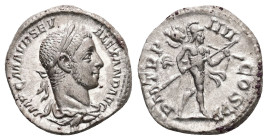 Severus Alexander, AD 222-235. AR, Denarius. 3.67 g. 18.67 mm. Rome.
Obv: IMP C M AVR SEV ALEXAND AVG. Bust of Severus Alexander, laureate, draped, ri...