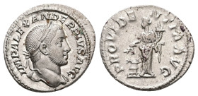 Severus Alexander, AD 222-235. AR, Denarius. 2.85 g. 20.02 mm. Rome.
Obv: IMP ALEXANDER PIVS AVG. Head of Severus Alexander, laureate, right.
Rev: PRO...
