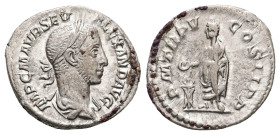 Severus Alexander, AD 222-235. AR, Denarius. 3.06 g. 20.37 mm. Rome.
Obv: IMP C M AVR SEV ALEXAND AVG. Bust of Severus Alexander, laureate, draped, cu...