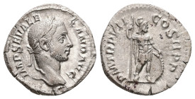 Severus Alexander, AD 222-235. AR, Denarius. 3.10 g. 19.67 mm. Rome.
Obv: IMP SEV ALEXAND AVG. Head of Severus Alexander, laureate, right.
Rev: P M TR...