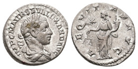 Severus Alexander, AD 222-235. AR, Denarius. 3.15 g. 18.25 mm. Rome.
Obv: IMP C M AVR SEV ALEXAND AVG. Bust of Severus Alexander, laureate, draped, ri...