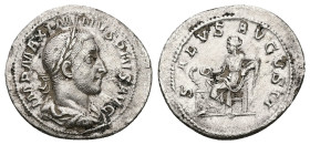 Maximinus I, AD 235-238. AR, Denarius. 2.72 g. 21.37 mm. Rome.
Obv: IMP MAXIMINVS PIVS AVG. Bust of Maximinus I, laureate, draped, cuirassed, right.
R...