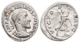 Maximinus I, AD 235-238. AR, Denarius. 3.37 g. 19.93 mm. Rome.
Obv: IMP MAXIMINVS PIVS AVG. Bust of Maximinus I, laureate, draped, cuirassed, right.
R...