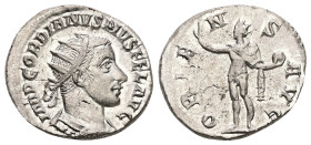Gordian III, AD 238-244. AR, Antoninianus. 4.84 g. 22.29 mm. Antioch.
Obv: IMP GORDIANVS PIVS FEL AVG. Bust of Gordian III, radiate, cuirassed.
Rev: O...