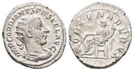 Gordian III, AD 238-244. AR, Antoninianus. 5.03 g. 23.34 mm. Antioch.
Obv: IMP GORDIANVS PIVS FEL AVG. Bust of Gordian III, radiate, draped, cuirassed...