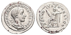 Gordian III, AD 238-244. AR, Denarius. 3.16 g. 20.67 mm. Rome.
Obv: IMP GORDIANVS PIVS FEL AVG. Bust of Gordian III, laureate, draped, cuirassed, righ...