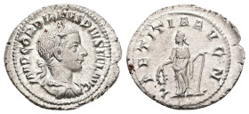 Gordian III, AD 238-244. AR, Denarius. 3.35 g. 22.74 mm. Rome.
Obv: IMP GORDIANVS PIVS FEL AVG. Bust of Gordian III, laureate, draped, cuirassed, righ...