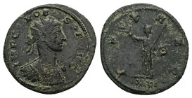 Probus, AD 276-282. AE, Antoninianus. 2.95 g. 22.18 mm. Siscia.
Obv: IMP C PROBVS P F AVG. Bust of Probus, radiate, cuirassed, right.
Rev: PAX AVG, XX...