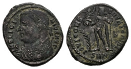 Licinius I, 308-324 AD. AE, Follis. 3.52 g. 19.03 mm. Nicomedia.
Obv: IMP LICINIVS AVG. Bust of Licinius, laureate, wearing imperial mantle and holdin...