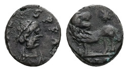 Leo I, AD 457-474. AE, Nummus. 0.89 g. 9.88 mm. Constantinople, 
Obv: D N LEO P F AVG. Diademed, draped and cuirassed bust of Leo I, right.
Rev: CON. ...