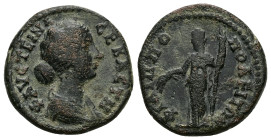 Thrace, Philippopolis. Faustina II, AD 147-175. AE. 11.13 g. 25.12 mm.
Obv: ΦΑVϹΤƐΙΝΑ ϹƐΒΑϹΤΗ. Draped bust of Faustina II, right.
Rev: ΦΙΛΙΠΠΟΠΟΛΕΙΤΩΝ...