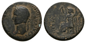 Phrygia, Amorium. Nero, AD 54-68. AE. 3.62 g. 17.71 mm. Magistrates, Marcus Lautius and Titus Lautius.
Obv: [ΝΕΡⲰΝ ΚΛΑΥΔ]ΙΟϹ ΚΑΙϹΑΡ. Laureate head of...