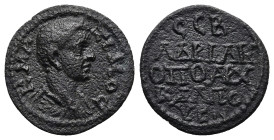 Phrygia, Hadrianopolis. Maximus Caesar, AD 235-238. AE. 3.49 g. 20.26 mm.
Obv: Κ ΜΑΞΙΜΟϹ. Bare-headed, draped and cuirassed bust of Maximus, right.
Re...
