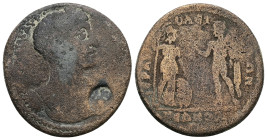 Phrygia, Hierapolis. Elagabalus, AD 218-222. AE. 20.06 g. 34.87 mm.
Obv: [ΑΥΤ ΚΑΙ] Μ ΑΥΡ [ΑΝΤΩΝΕΙΝΟϹ ϹΕΒ]. Laureate bust of Elagabalus, right, wearin...
