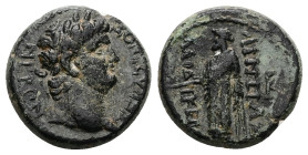 Phrygia, Laodicea ad Lycum. Nero, AD 54-68. AE. 5.83 g. 18.23 mm. Cornelius Aeneas, magistrate.
Obv: ΝΕΡΩΝ ΣΕΒΑΣΤΟΣ. Laureate head of Nero, right.
Rev...