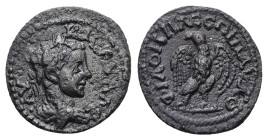 Phrygia, Philomelium. Severus Alexander, AD 222-235. AE. 2.62 g. 17.17 mm. Paulos, son of Hadrianos, magistrate.
Obv: ΑΥ Κ […] ΑΛΕ[…]. Laureate, drape...