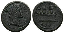Caria, Attuda. Quasi autonomous, reign of Pius or Marcus, probably (AD 166-169). AE. 11.62 g. 25.27 mm. Probable magistrate, M. Oul. Karminios Klaudia...