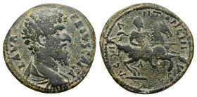 Pisidia, Antioch (?). Lucius Verus, Marcus and Verus, co-emperors, AD 161-169. AE. 6.03 g. 23.95 mm. Lucius Iulius Cato, magistrate.
Obv: CAISA(sic) L...