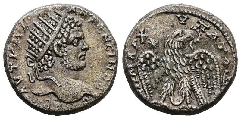 Mesopotamia, Carrhae. Caracalla, AD 215-217. Tetradrachm (Billon), 13.38 g. 24.8...