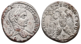 Syria, Antioch. Elagabalus, AD 218-222. AR, Tetradrachm. 15.15 g. 26.06 mm.
Obv: [ΑΥΤ] Κ Μ Α ΑΝΤωΝΕΙΝΟϹ ϹΕΒ. Laureate head of Elagabalus, right, with...