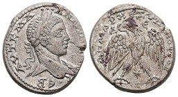 Syria, Antioch. Elagabalus, AD 218-222. AR, Tetradrachm. 13.76 g. 27.71 mm.
Obv: ΑΥΤ Κ Μ Α ΑΝ[ΤωΝΕΙΝΟϹ ϹΕΒ]. Laureate head of Elagabalus, right, with...