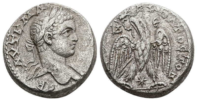 Syria, Antioch. Elagabalus, AD 218-222. AR, Tetradrachm. 16.30 g. 24.94 mm.
Obv...