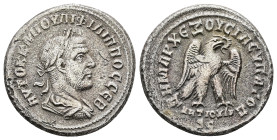Syria, Antioch. Philip I, AD 244-249. AR, Tetradrachm. 12.10 g. 27.47 mm.
Obv: ΑΥΤΟΚ Κ Μ ΙΟΥΛΙ ΦΙΛΙΠΠΟϹ ϹƐΒ. Laureate and draped bust of Philip I, rig...