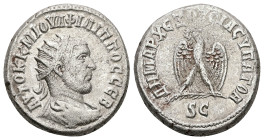 Syria, Antioch. Philip I, AD 244-249. AR, Tetradrachm. 13.15 g. 26.06 mm.
Obv: AYTOK K M IOYΛI ΦΙΛΙΠΠΟC CЄB. Radiate, draped and cuirassed bust of Phi...