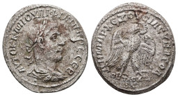 Syria, Antioch. Philip I, AD 244-249. AR, Tetradrachm. 12.36 g. 27.16 mm.
Obv: ΑΥΤΟΚ Κ Μ ΙΟΥΛΙ ΦΙΛΙΠΠΟϹ ϹƐΒ. Laureate and draped bust of Philip I, rig...