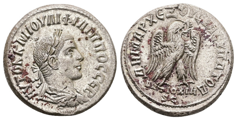 Syria, Antioch. Philip II, AD 247-249. AR, Tetradrachm. 11.59 g. 25.87 mm.
Obv: ...