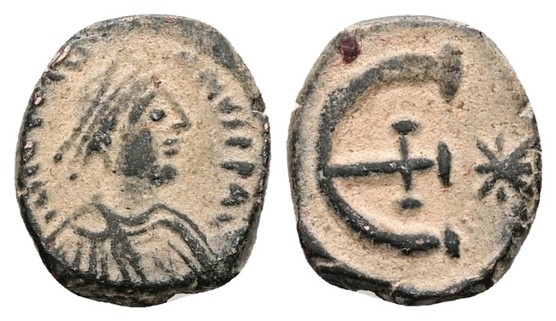 Justinian I, AD 527-565. AE, Pentanummium. 2.57 g. 15.56 mm. Theoupolis (Antioch...