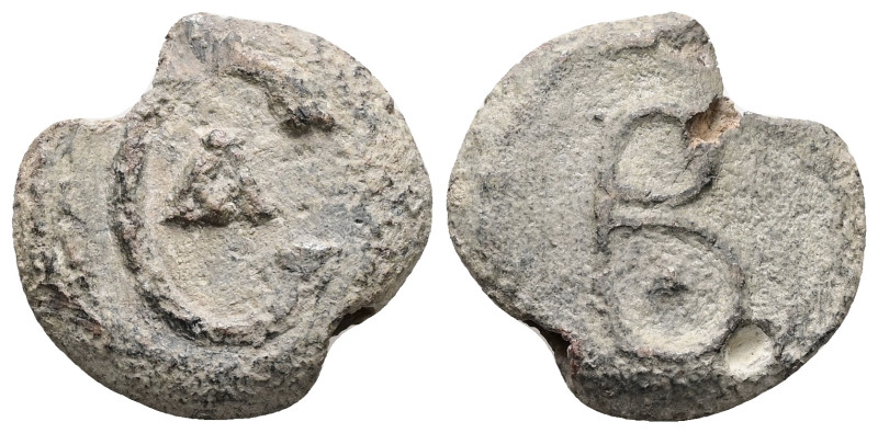 PB Byzantine seal of the imperial sakelle (AD 7th–8th centuries)
Obv: A large l...