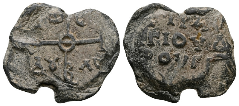 PB Byzantine seal of N. droungarios (AD 8th century)
Obv: Cruciform invocative m...