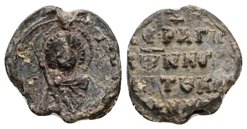 PB Byzantine seal of Constantine, notarios of ... (AD 11th century)
Obv: Bust of...