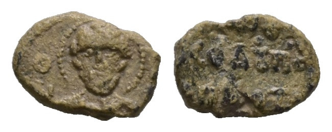 PB Byzantine lead seal (AD 11th century)
Obv: Half-length figure of St Nicholas....