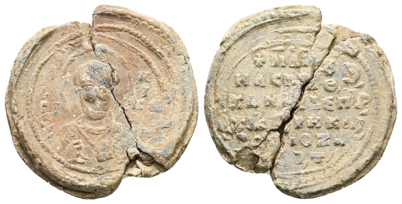 PB Byzantine seal of Manuel Hagiozacharites, spatharokandidatos and epi tou Chry...