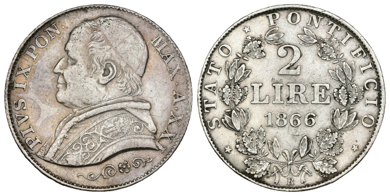 Stato Pontificio - Pio IX (1846-1870) - 2 Lire 1866 - Gigante #286

MB

SPED...