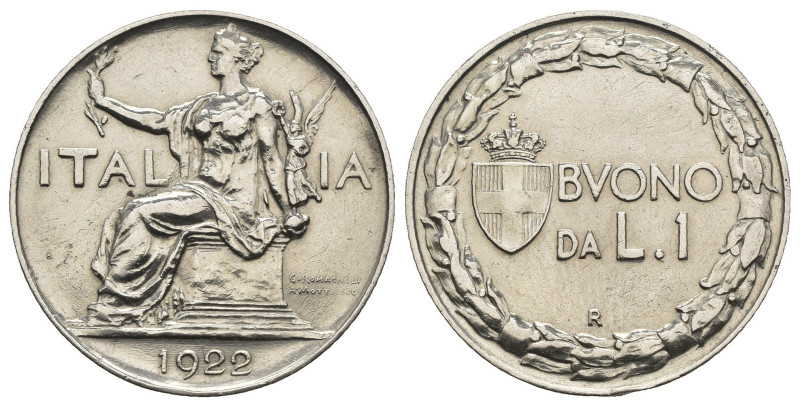 Vittorio Emanuele III (1900-1943) - Buono da 1 Lira "Italia Seduta" 1922 - P.776...