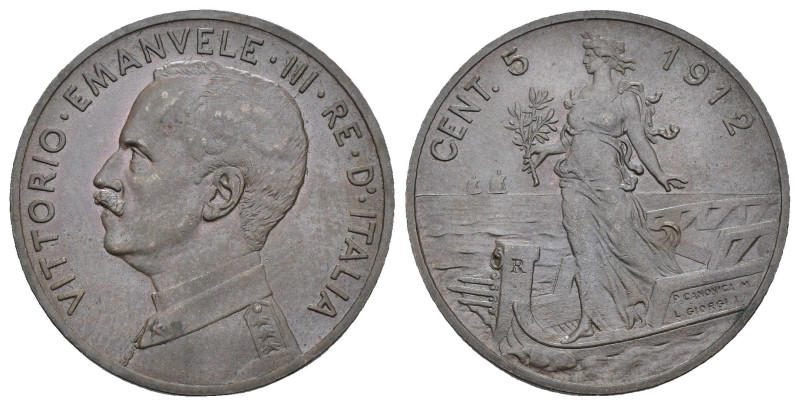 Vittorio Emanuele III (1900-1943) - 5 Centesimi Italia su Prora 1912 - Gig. 259...