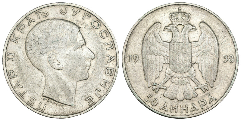 Jugoslavia - Peter II (1934-1945) - 50 dinara 1938 - KM#24 - Ag

qBB 

SPEDI...