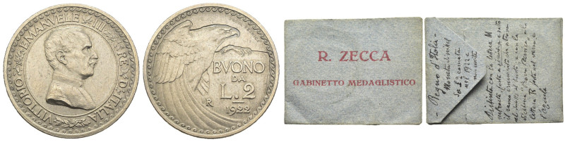 Regno d'Italia - Vittorio Emanuele III (1900-1943) - Buono da 2 Lire 1922 - PROV...