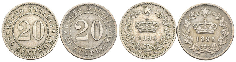 Regno d'Italia - Umberto I - Lotto di 2 monete da 20 Centesimi 1894 Berlino e 18...