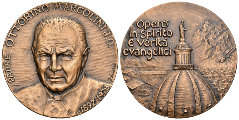 Medaglia per la morte di Padre Ottorino Marcolini 1978 - Bronzo - gr. 74,73; Ø m...