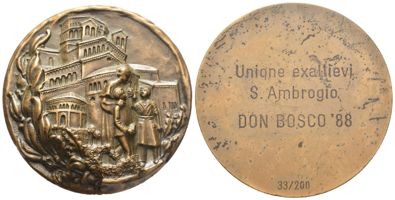 Medaglia ex allievi S. Ambrogio - Don Bosco 1988 - esemplare 33 di 200 - Bronzo ...