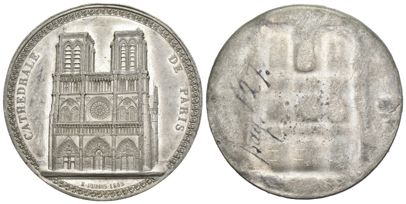 Francia - Medaglia uniface cattedrale di Parigi 1842 - iscrizione al rovescio - ...