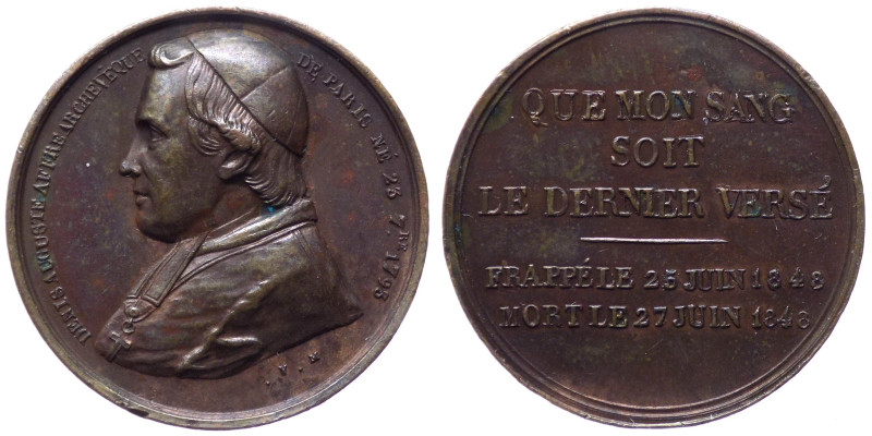 Francia - medaglia in onore di Denis Auguste Affre - Arcivescovo di Parigi 1848 ...