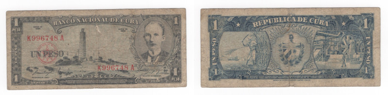 Cuba - Prima Repubblica (1902-1906, 1909-1959) - 1 peso - N°serie: K996749 - 195...