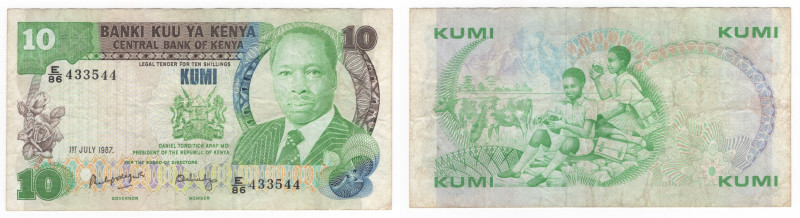 Kenya - Repubblica (dal 1963) - 10 kumi 1981-1988 - N° serie: E/86 433544 - P# 2...